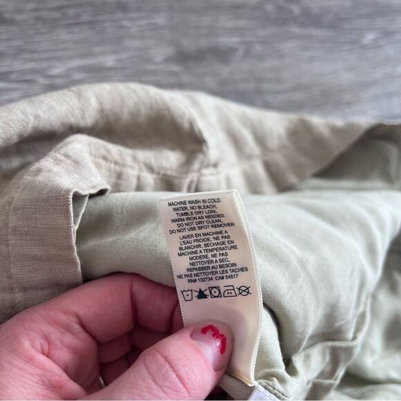 Nwt Bella Dahl 100% linen Cargo mini skirt in palm green size M womens - Picture 8 of 9